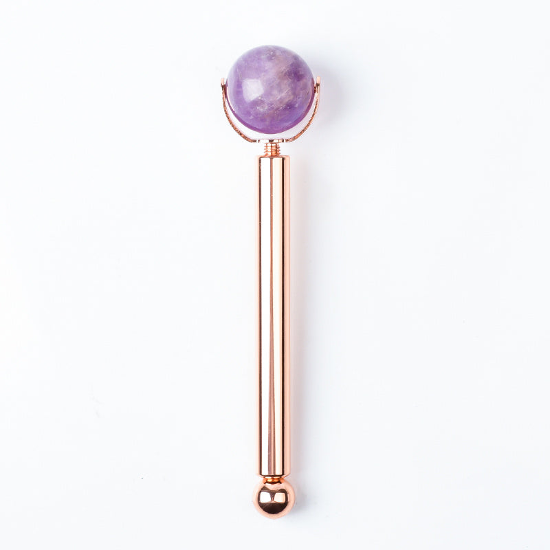 Rose Gold Facial Roller with Interchangeable Stone Heads