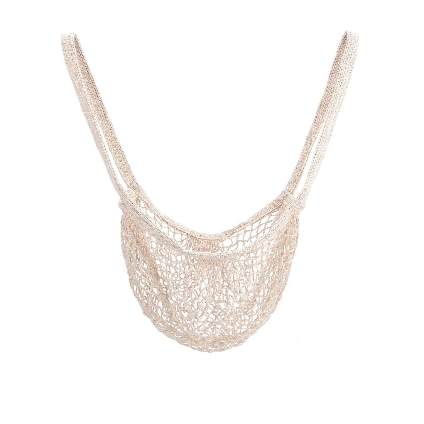 Eco-Friendly Reusable Mesh Shopping Bag - Natural Beige Cotton