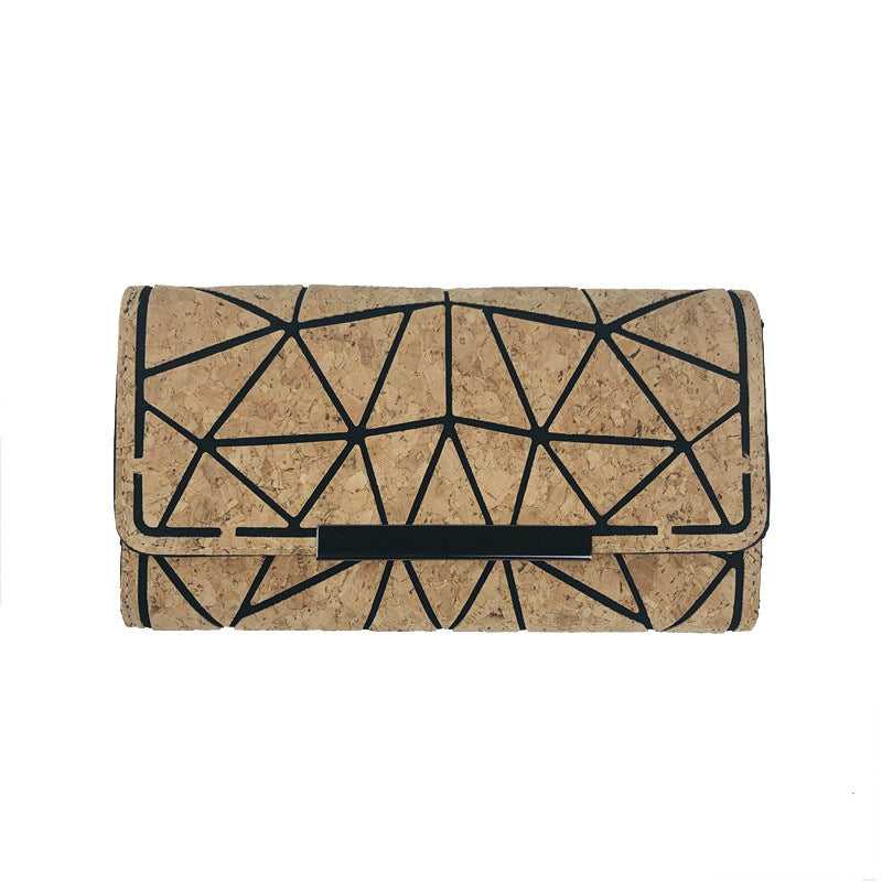 Eco-Friendly Cork Grain Waterproof 3-Fold Hand Wallet