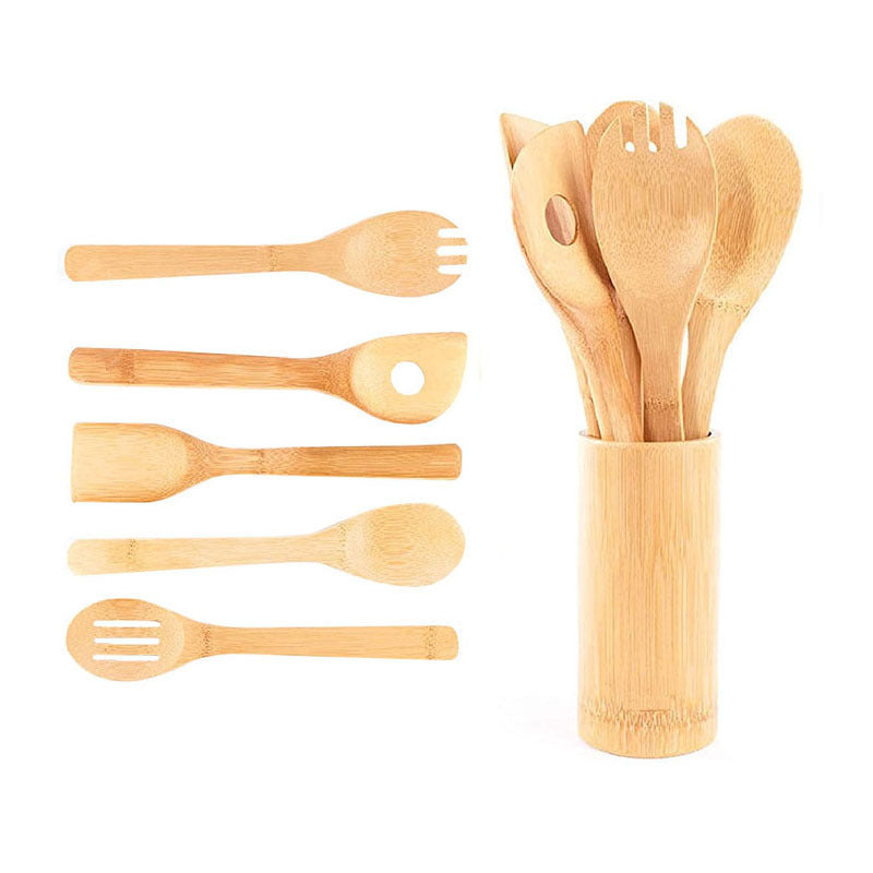 Eco-Friendly Bamboo Kitchen Utensil Set with Holder