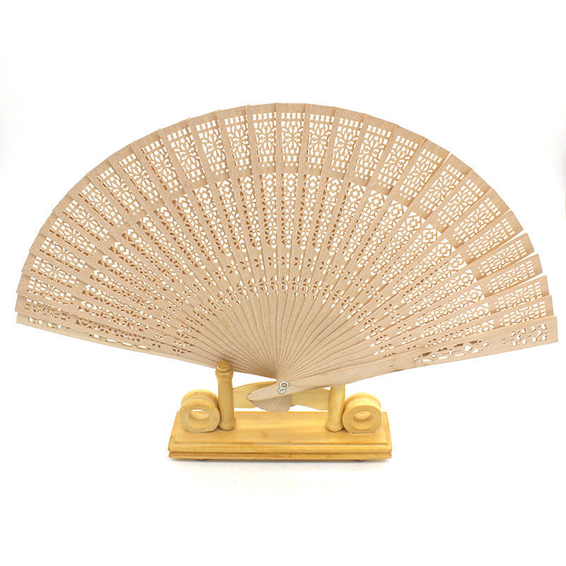 Eco-Friendly Natural Wood Folding Fan - Sustainable Cooling Solution
