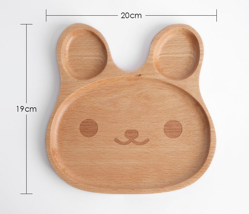 Eco-Friendly Animal-Shaped Wooden Plate for Kids