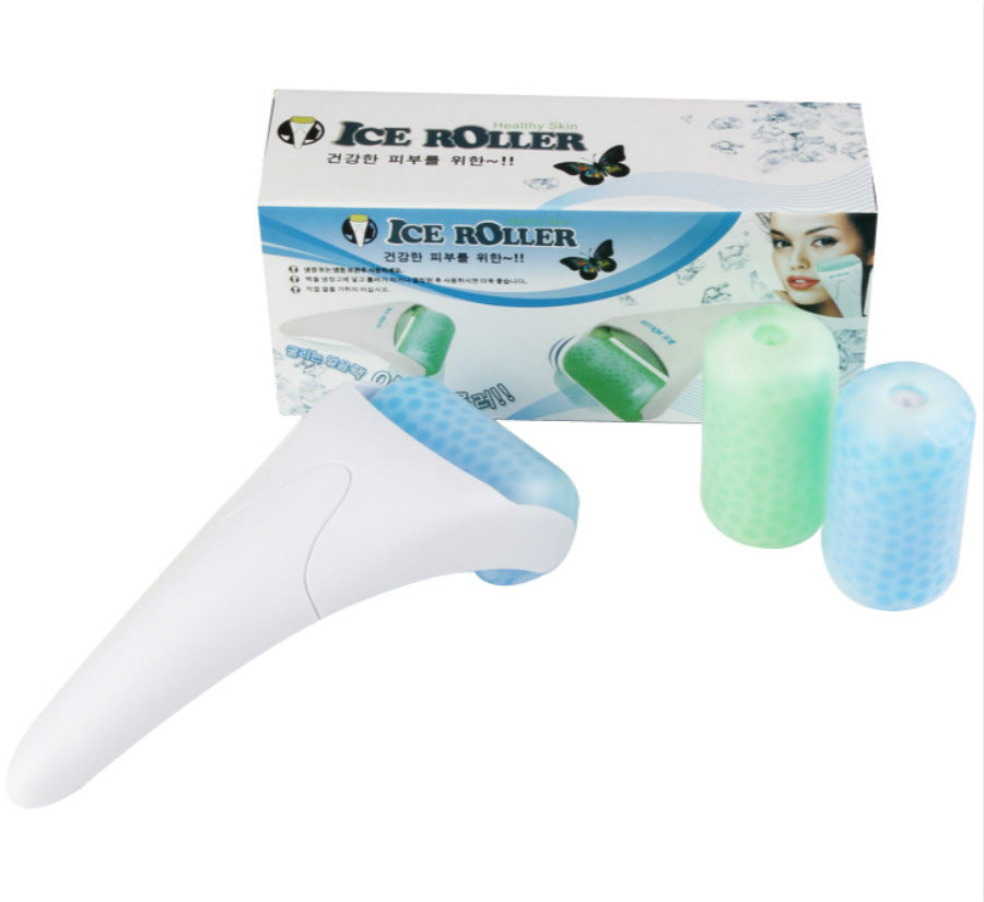 Green & White Ice Roller for Face and Body - Eco-Friendly Facial Massager