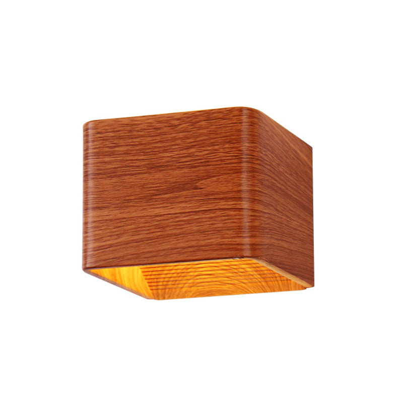 Eco-Friendly Wood Grain Wall Light Fixture - Square Minimalist Design