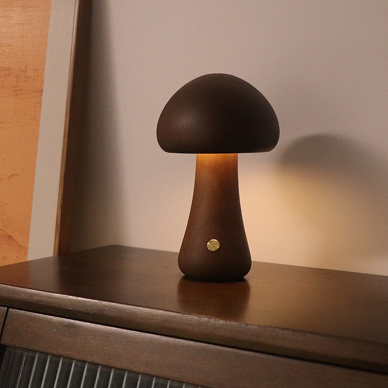 Eco-Friendly Wooden Mushroom Table Lamp