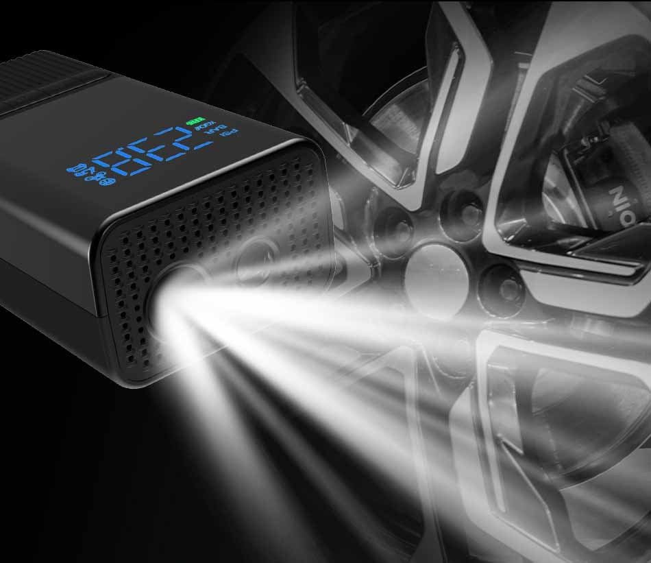 Portable Rechargeable Air Compressor Pump – Tire, Sports, Power Bank & LED