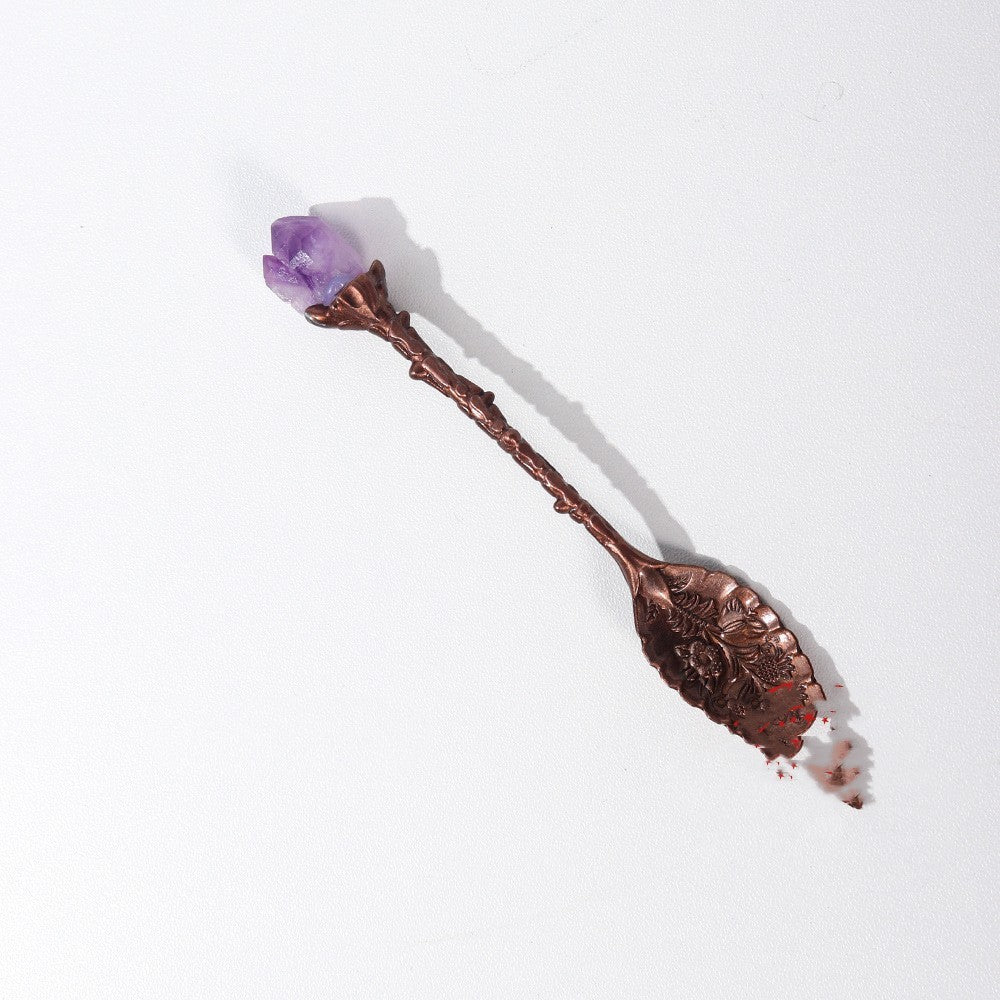 Amethyst Tooth Brass Spoon for Eco-Friendly Oral Care