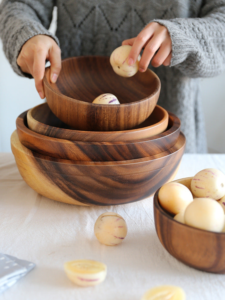 Eco-Friendly Wooden Fruit and Salad Bowl