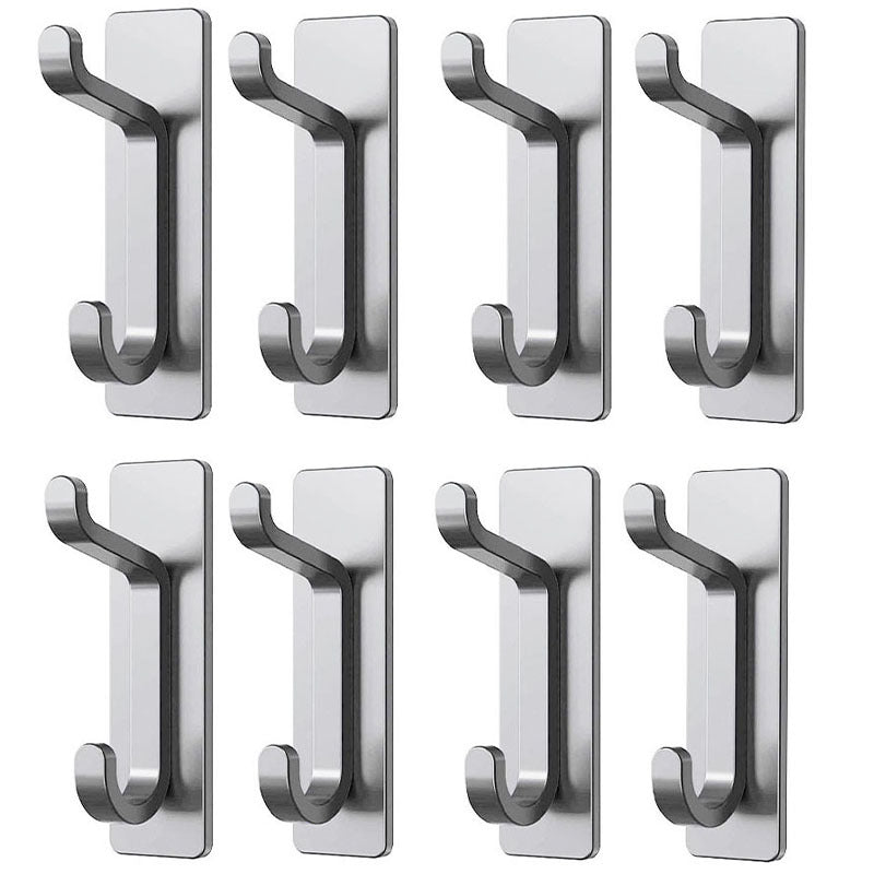 Stainless Steel Wall Hook – 4 Pack – Black / Brushed