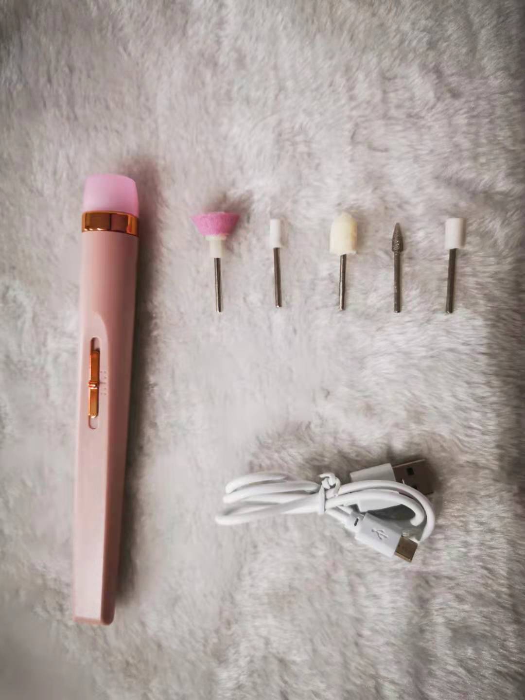 Rechargeable Pink Electric Nail File Set with USB Charging