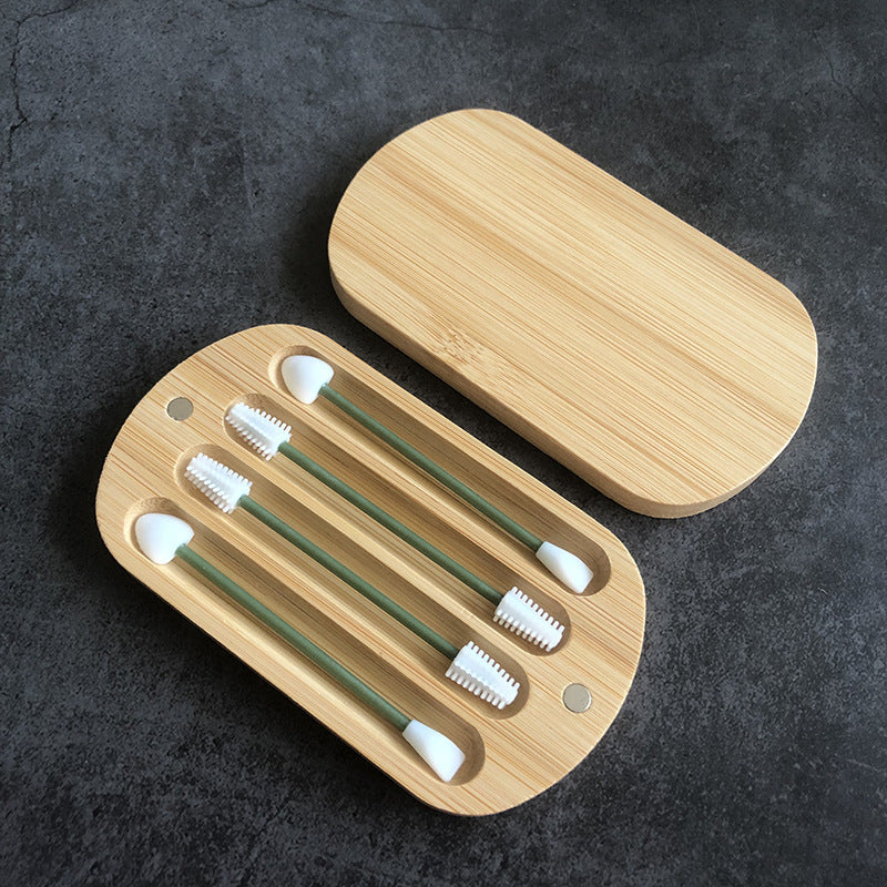 Eco-Friendly Reusable Cotton Swabs with Bamboo Case