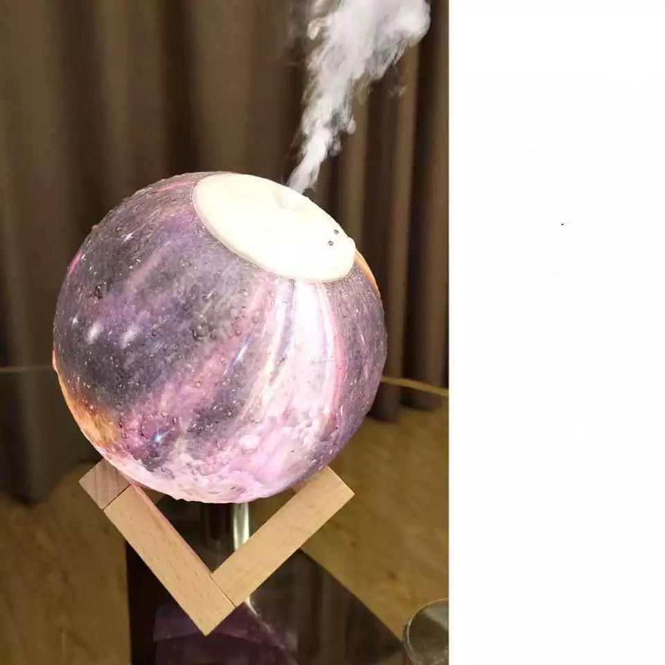 Moon-Shaped Humidifier with Wooden Stand for Aromatherapy