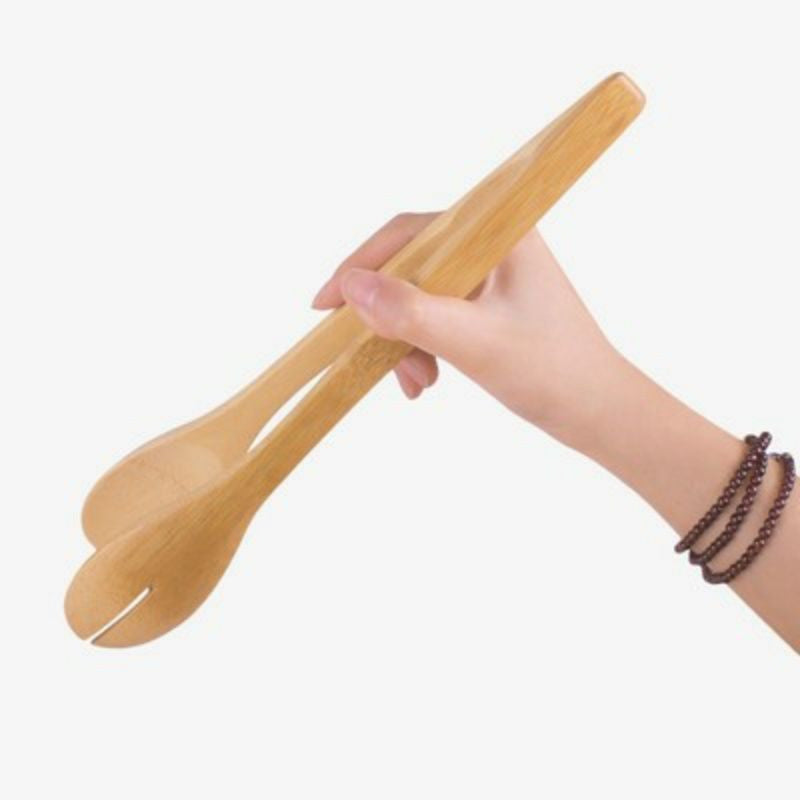 Eco-Friendly Bamboo Salad Tongs - Sustainable Kitchen Utensil