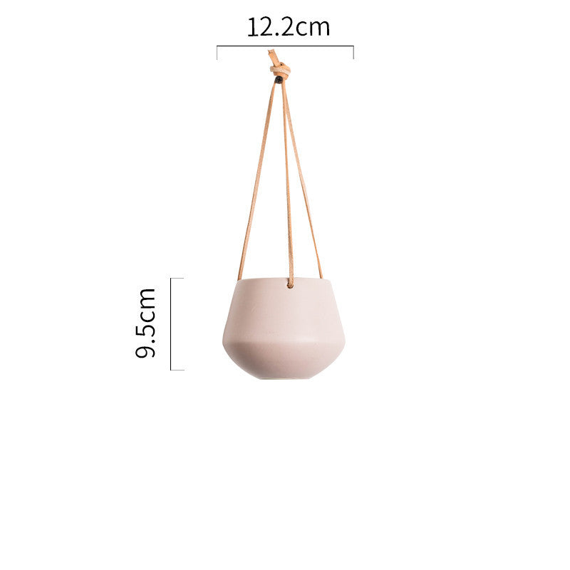 Eco-Friendly Ceramic Hydroponic Hanging Pot - White Tapered Design