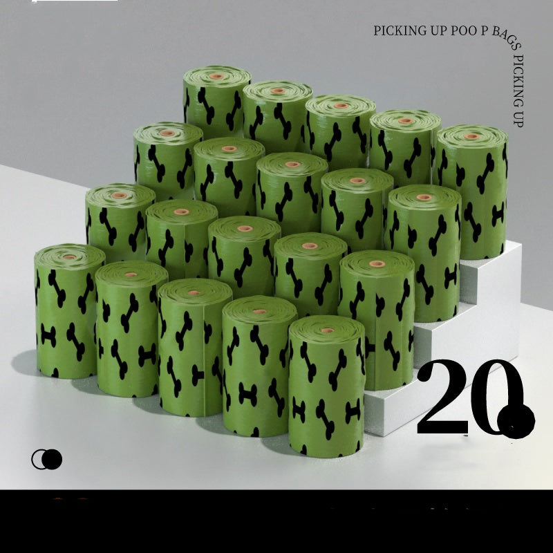 Eco-Friendly Biodegradable Dog Poop Bags - Green with Black Patterns