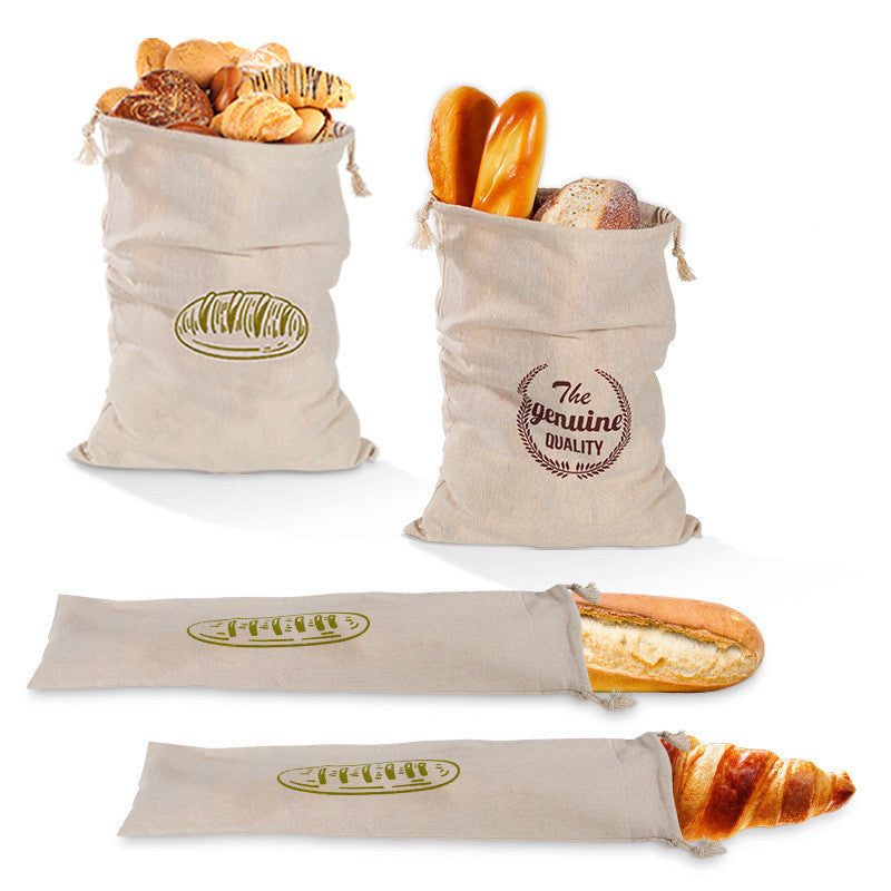 Eco-Friendly Reusable Bread Bags - Natural Beige Cotton with Drawstring