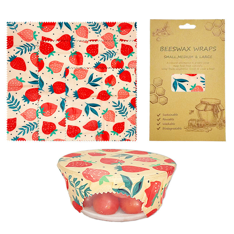 Multicolored Strawberry Beeswax Wraps - Eco-Friendly Food Storage Solution