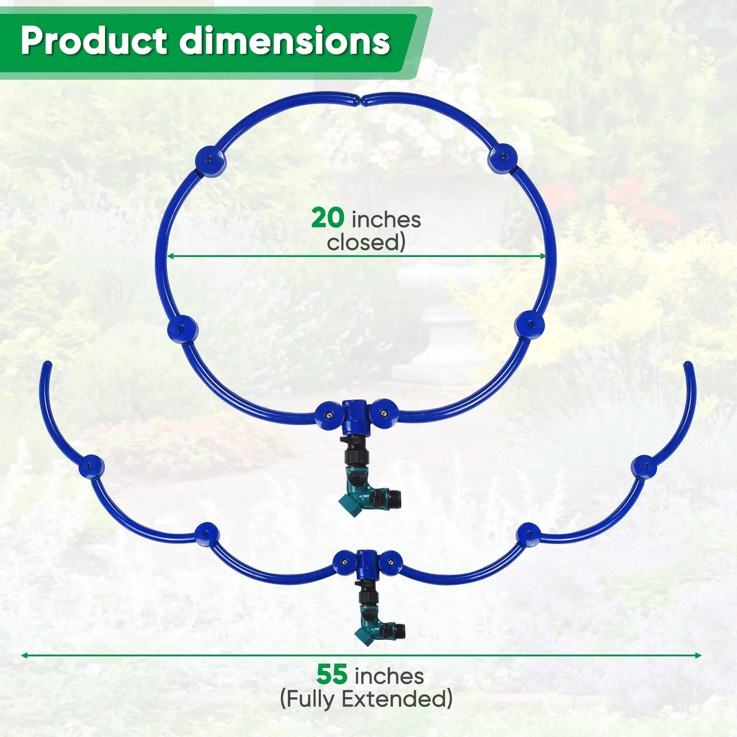 Tree Watering Ring Circle Sprinkler, Irrigation System with Y Hose Splitter, Outdoor Plants, Tree Watering, 360 °