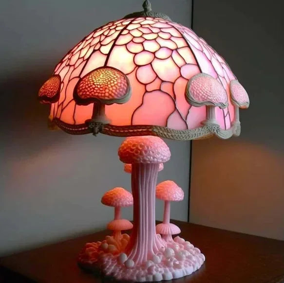 Creative Stained Plant Series Table Lamps Resin Colorful Bedroom Bedside Flower Mushroom Retro Table Night Lamp Atmosphere Light
