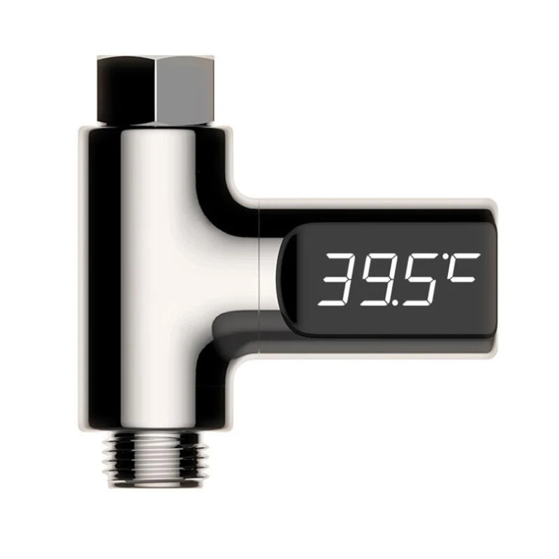 Smart LED Digital Shower Thermometer Kitchen Bathroom Faucet Shower Water Thermometer 360° Rotating Water Flow Power Generation