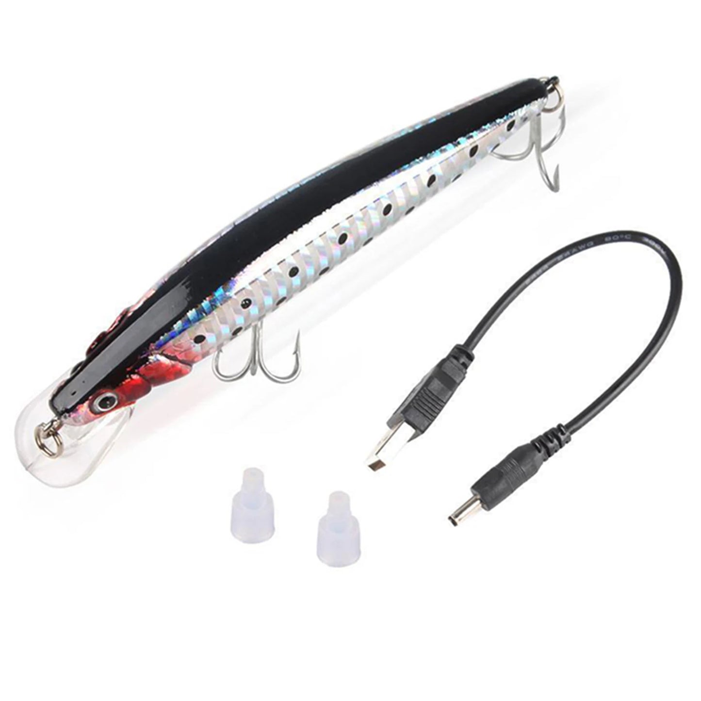 Electric Vibration Fishing Lure USB Charging Water Fish Bait Artificial Swimbait with LED Light for Freshwater Saltwater Fishing