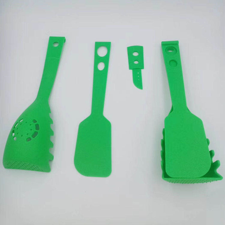 Green Multi-Functional Silicone Kitchen Utensil - Spoon and Tongs Combo