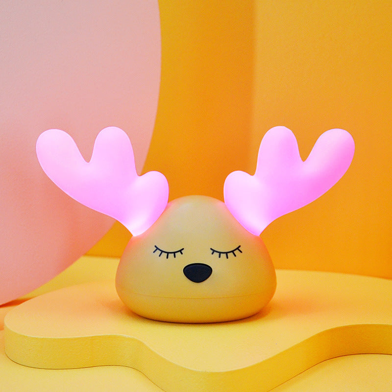 Soothing Pink Antler LED Night Light for Eco-Friendly Homes