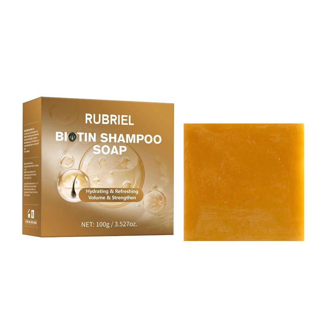 Biotin Shampoo Soap Bar in Amber Square Shape