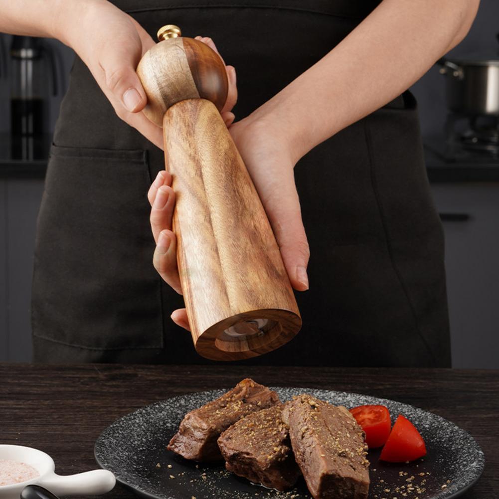 Natural Wood Salt and Pepper Grinder Set - Eco-Friendly Kitchen Essential