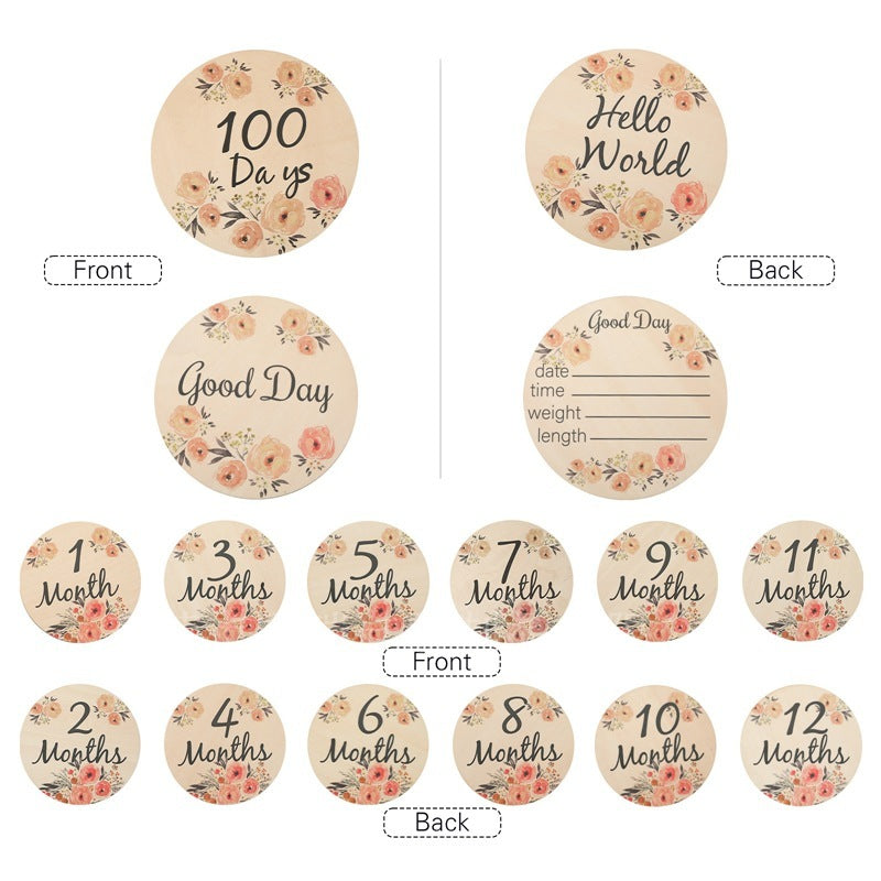Eco-Friendly Wooden Flower Milestone Photo Prop Disc