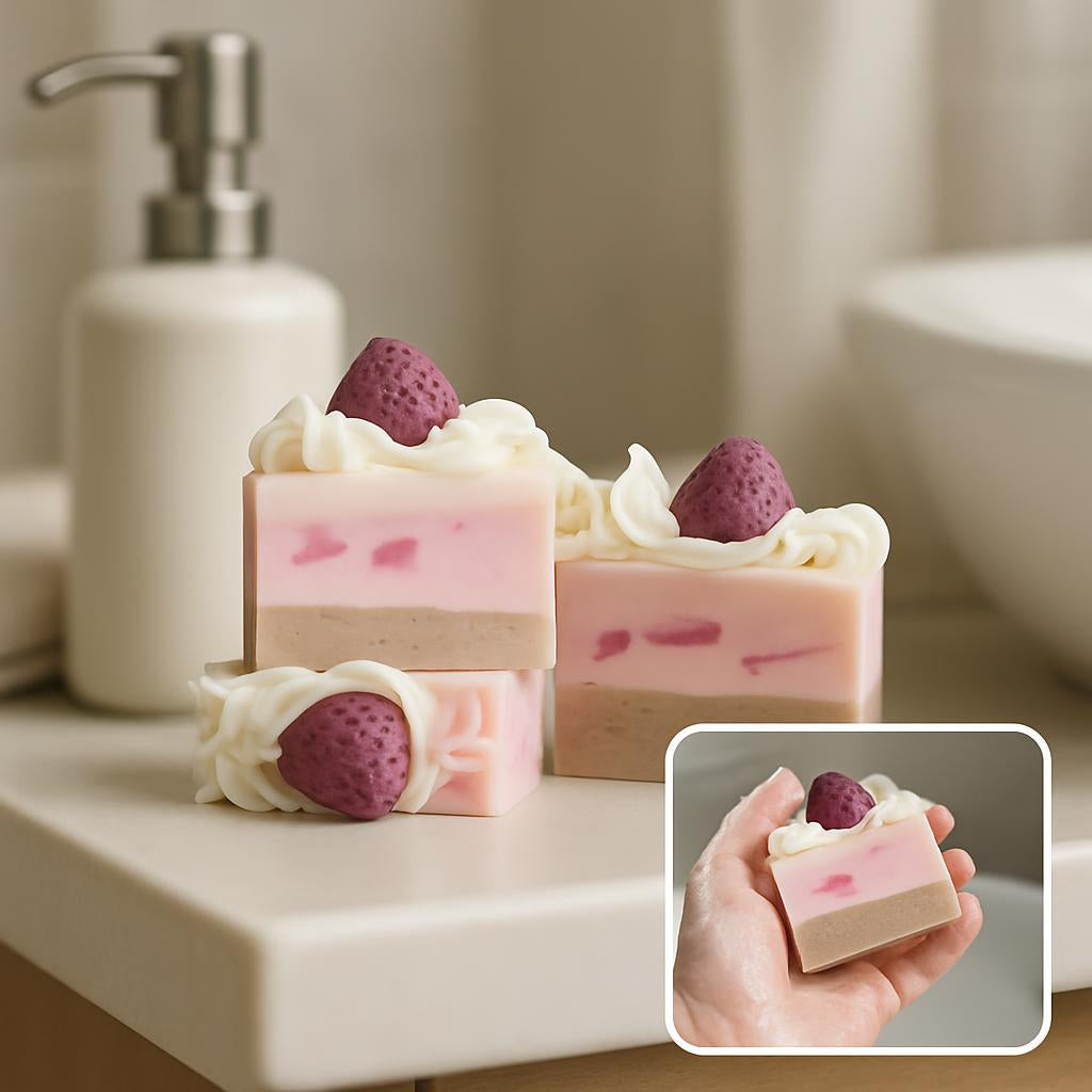 Artisan Doughnut Soap – Strawberry Cake Design, Scented, Decorative Gift