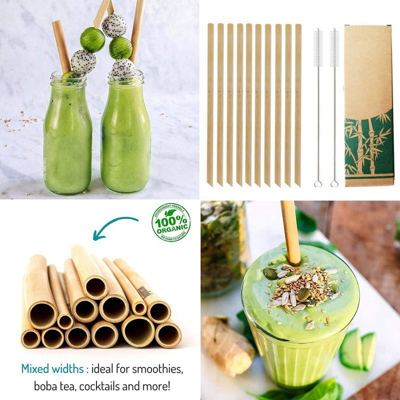 Eco-Friendly Bamboo Reusable Drinking Straws - Sustainable, Biodegradable, Plastic-Free