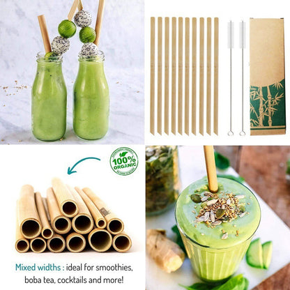 Eco-Friendly Bamboo Reusable Drinking Straws - Sustainable, Biodegradable, Plastic-Free