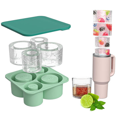Eco-Friendly Silicone Ice Cube Tray - Triangular Shape, Green & Pink