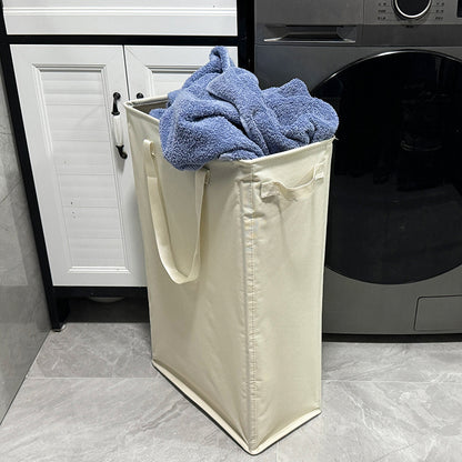 Eco-Friendly Rectangular Laundry Hamper in Beige Canvas for Small Spaces