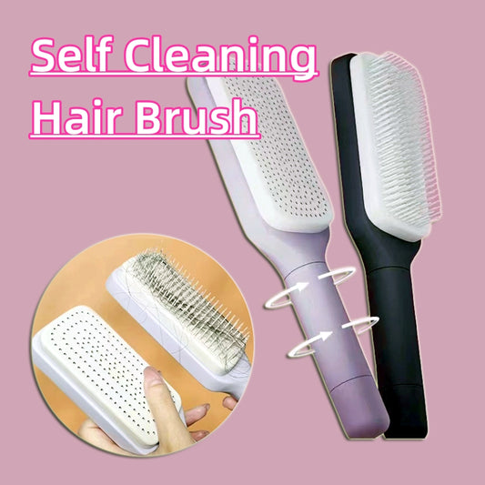 4-in-1 Self-Cleaning Hair Brush – Anti-Static Detangling & Scalp Massage Comb