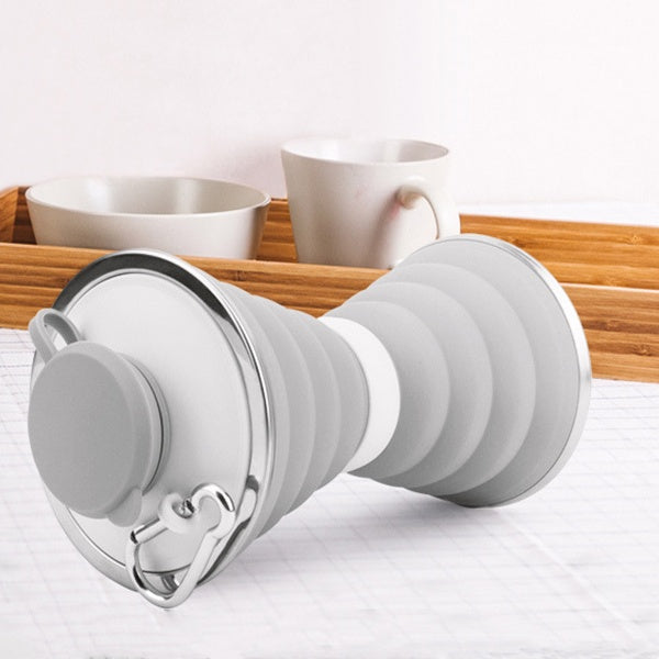 Light Blue Collapsible Silicone Water Bottle - Eco-Friendly & Space-Saving