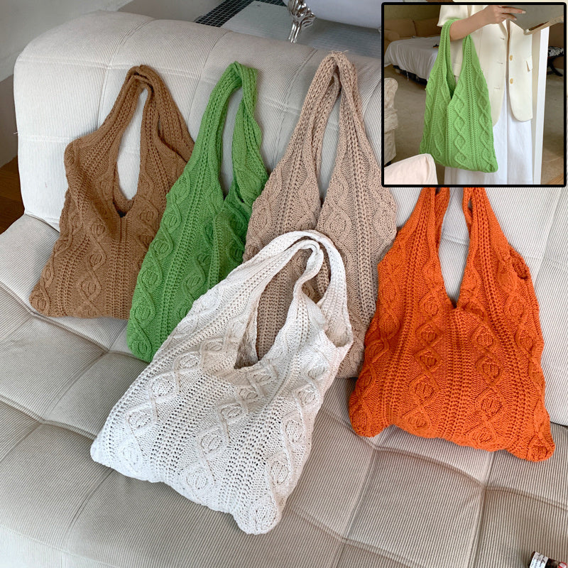 Eco-Chic Retro Knitted Tote Bag