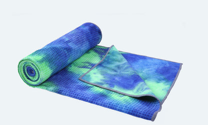 Eco-Friendly Yoga Towel - Blue & Green Tie-Dye, Quick-Drying, Reusable