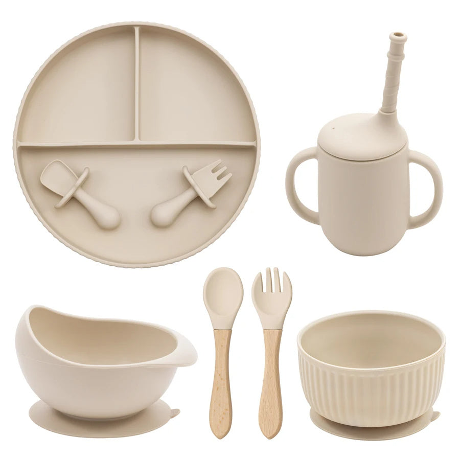 Eco-Friendly Pink Silicone Baby Feeding Plate Set