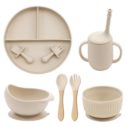 Eco-Friendly Pink Silicone Baby Feeding Plate Set