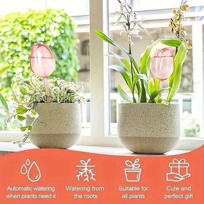 Tulip-Shaped Self-Watering Plant Bulb - Pink, Water-Saving, Eco-Friendly