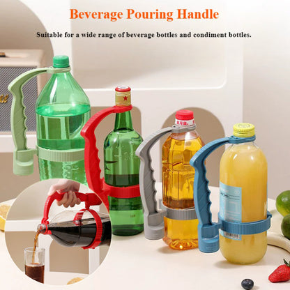 Ergonomic Reusable Bottle Pouring Handle in Green, Red, Gray, Blue