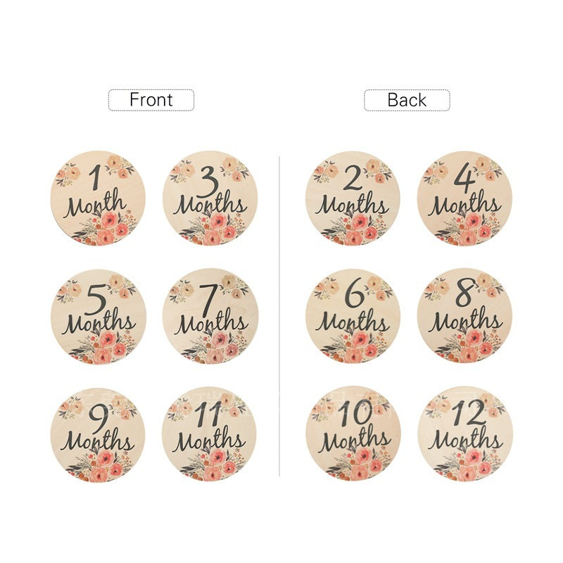 Eco-Friendly Wooden Flower Milestone Photo Prop Disc