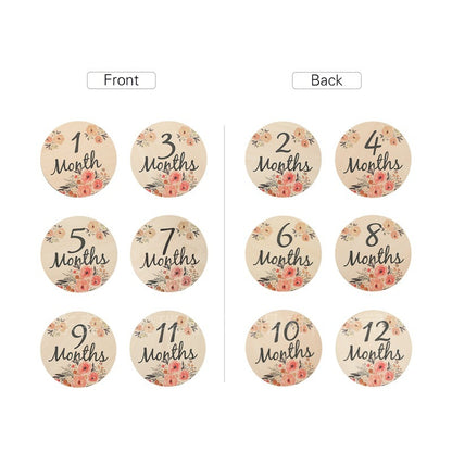 Eco-Friendly Wooden Flower Milestone Photo Prop Disc