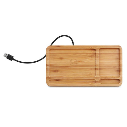 Bamboo Wireless Charging Station & Desk Organizer