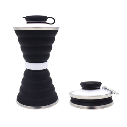 Light Blue Collapsible Silicone Water Bottle - Eco-Friendly & Space-Saving