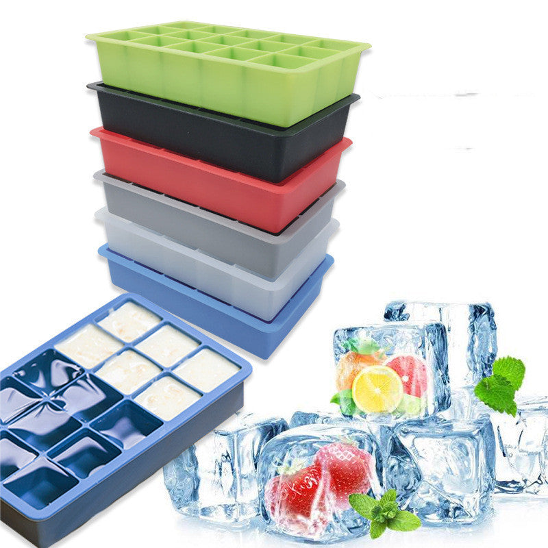 Eco-Friendly Silicone Ice Cube Tray in Green, Red, Black, Gray, Blue