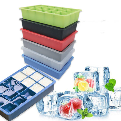 Eco-Friendly Silicone Ice Cube Tray in Green, Red, Black, Gray, Blue