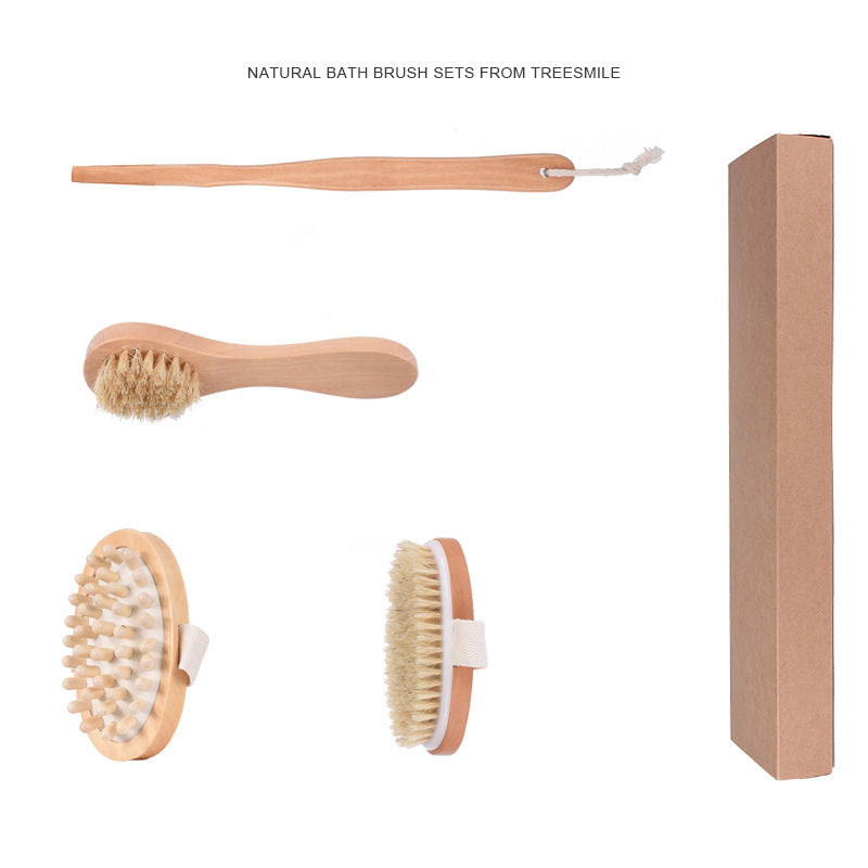 Natural Wood Bath Brush Set - Eco-Friendly, Biodegradable, Plastic-Free